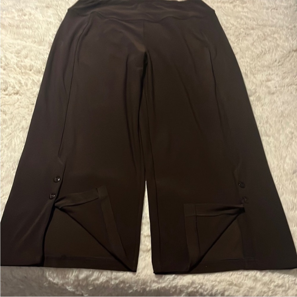 Simpli the Best woman's cropped pants wide leg chocolate brown stretch size 14